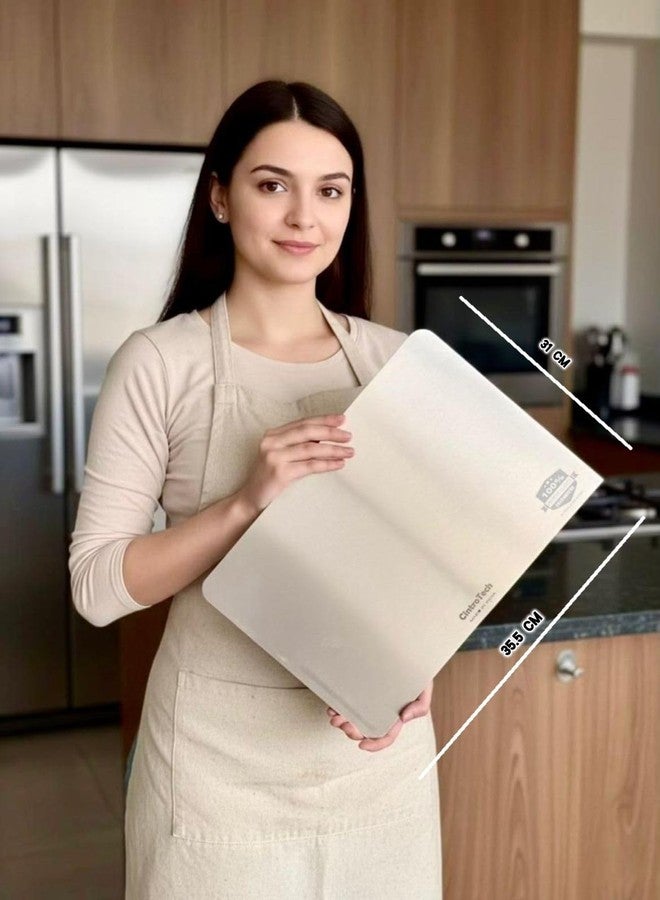 Cintrotech Premium Stainless Steel Chopping Board 35.5 x 31 cm | Food Grade, Rust-Free, Non-Slip Cutting Board | Round Edge, Counter Top, for Vegetables, Meat, Fish, Fruits, Kitchen Use - Image 2